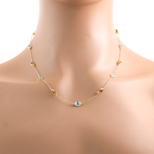 4.00ct Blue Topaz & 3.00ct Citrine Necklace