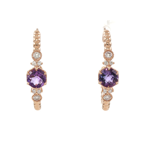 0.52ct Amethyst and Diamond Earrings