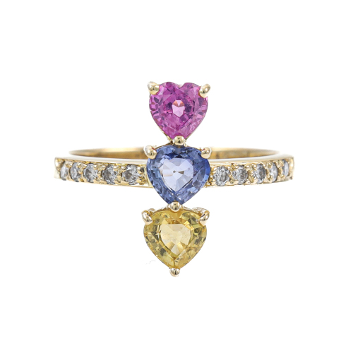 Multi-colour Sapphire and Diamond Ring