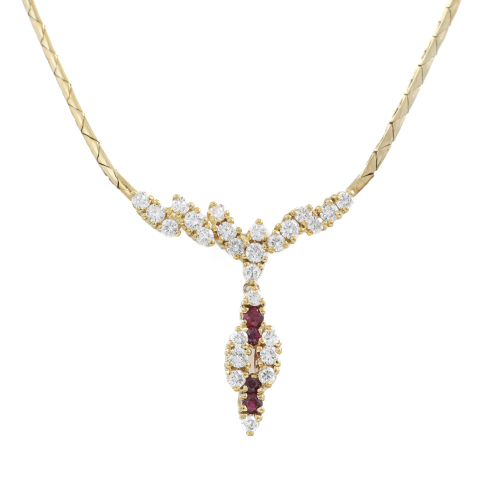 0.60ct Diamond and Ruby Necklace