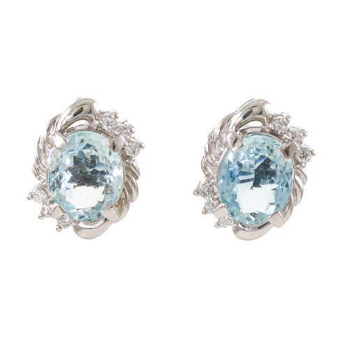 2.40ct Aquamarine and Diamond Earrings