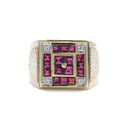 1.50ct Ruby and Diamond Mens Ring