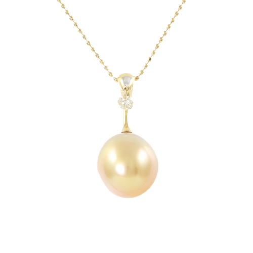 11.2mm Golden South Pearl & Diamond Pendant