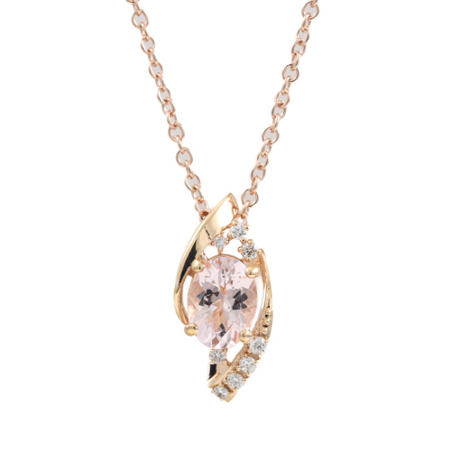 1.14ct Morganite and Diamond Pendant