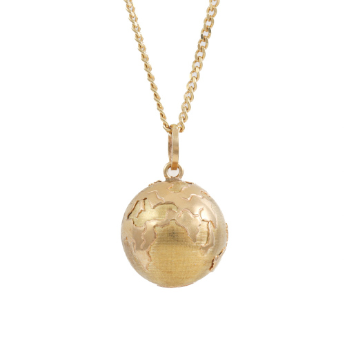 Globe 18ct Gold Pendant with 90cm Chain 28.1g