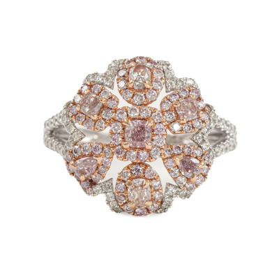 Pink & White Diamond Dress Ring GIA