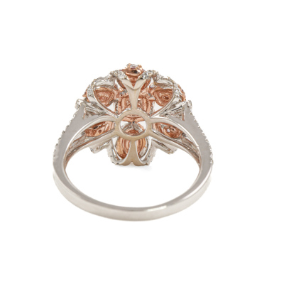 Pink & White Diamond Dress Ring GIA - 5