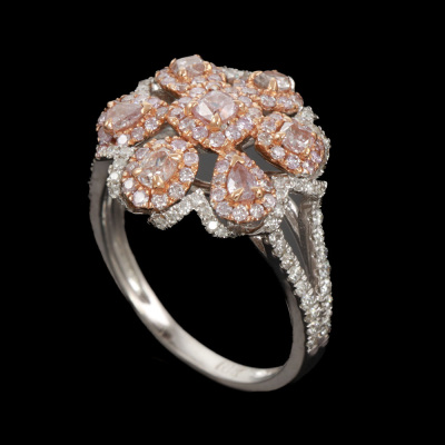 Pink & White Diamond Dress Ring GIA - 6