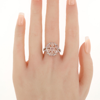 Pink & White Diamond Dress Ring GIA - 7