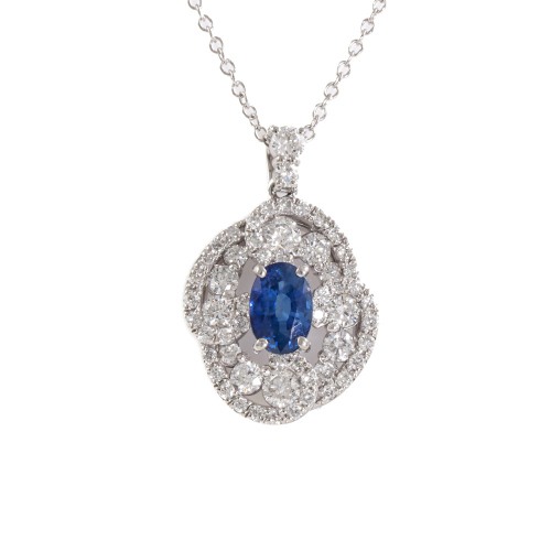 Blue Sapphire and Diamond Pendant