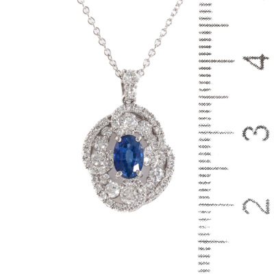 Blue Sapphire and Diamond Pendant - 3