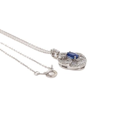 Blue Sapphire and Diamond Pendant - 5