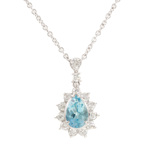 1.37ct Aquamarine and Diamond Pendant