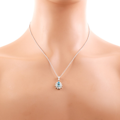 1.37ct Aquamarine and Diamond Pendant - 2