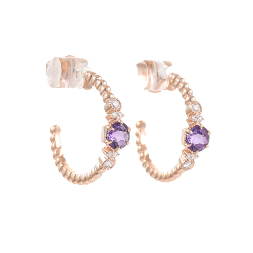 0.46ct Amethyst and Diamond Earrings