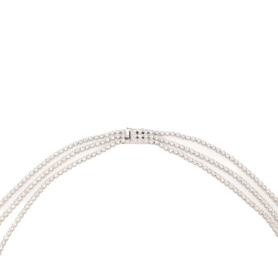 9.96ct 3 Row Round Diamond Tennis Necklace - 2