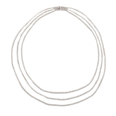 9.96ct 3 Row Round Diamond Tennis Necklace - 3