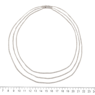 9.96ct 3 Row Round Diamond Tennis Necklace - 5