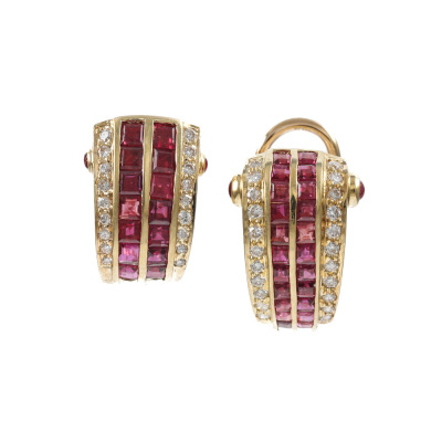 3.35ct Ruby and Diamond Earrings