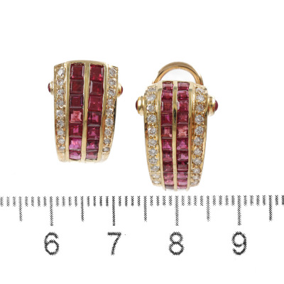 3.35ct Ruby and Diamond Earrings - 2