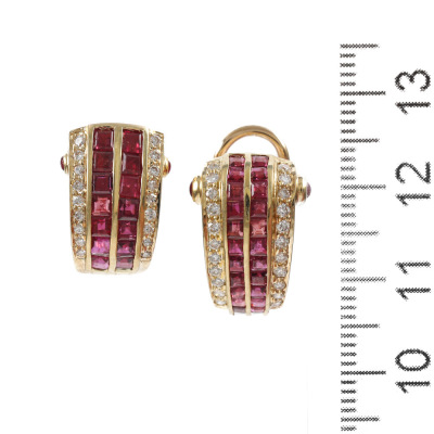 3.35ct Ruby and Diamond Earrings - 3