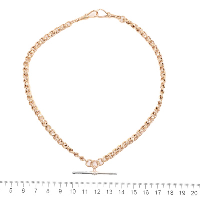 9ct Rose gold T-Bar Necklace - 3