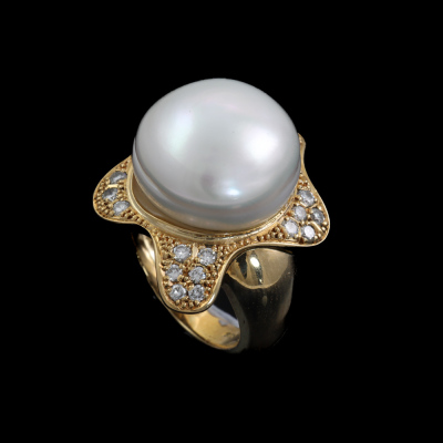 15.7mm South Sea Pearl and Diamond Ring - 6