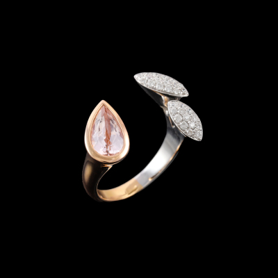 1.32ct Morganite and Diamond Open Ring - 4