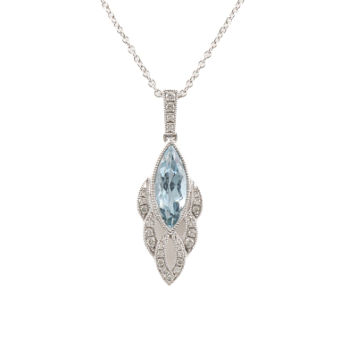 1.09ct Aquamarine and Diamond Pendant