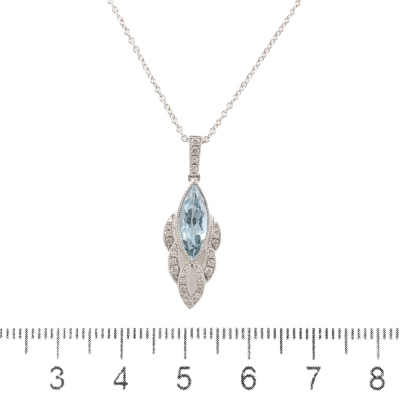 1.09ct Aquamarine and Diamond Pendant - 2