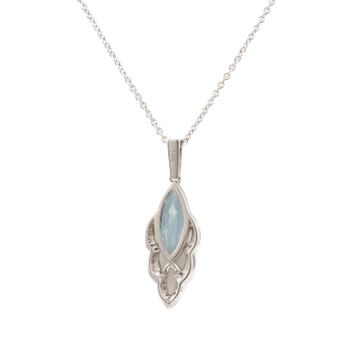 1.09ct Aquamarine and Diamond Pendant - 4