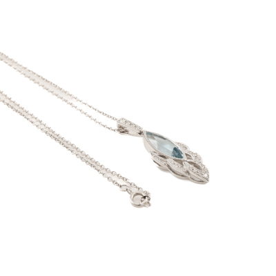 1.09ct Aquamarine and Diamond Pendant - 6