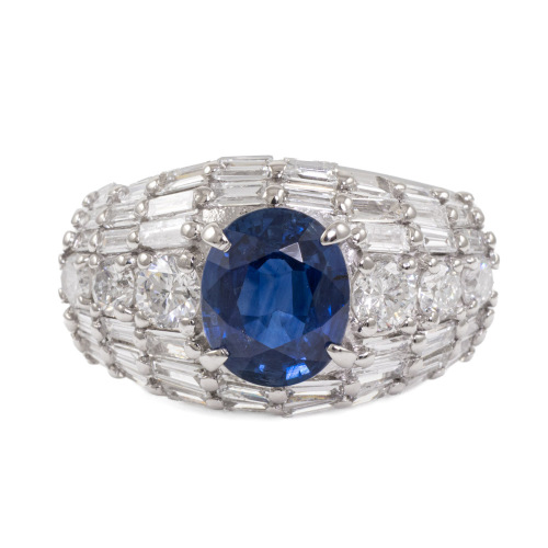 1.96ct Sapphire and 1.71ct Diamond Ring