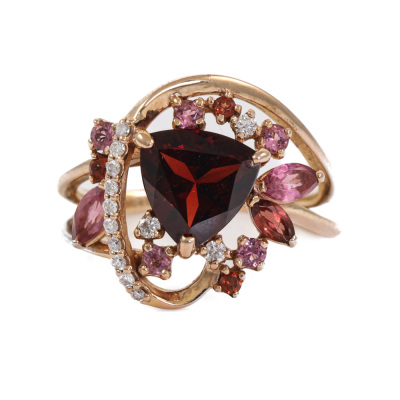 Garnet, Tourmaline and Diamond Ring