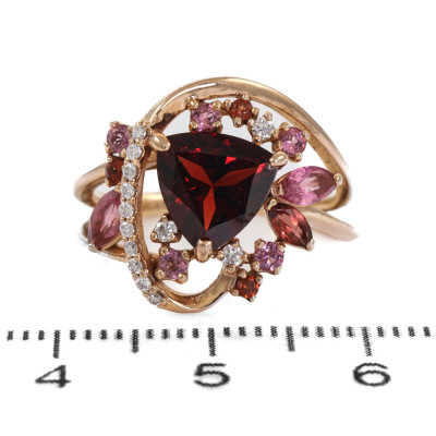 Garnet, Tourmaline and Diamond Ring - 3