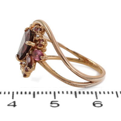 Garnet, Tourmaline and Diamond Ring - 4