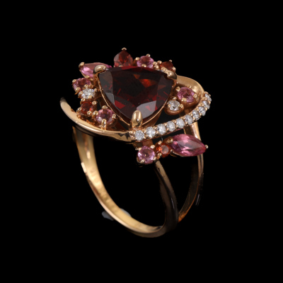 Garnet, Tourmaline and Diamond Ring - 6