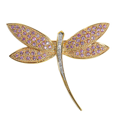 Sapphire & Diamond Dragonfly Brooch