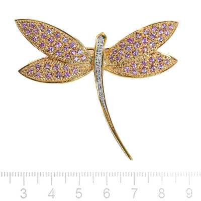 Sapphire & Diamond Dragonfly Brooch - 2