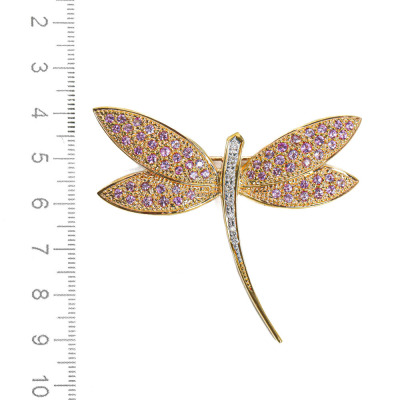 Sapphire & Diamond Dragonfly Brooch - 3