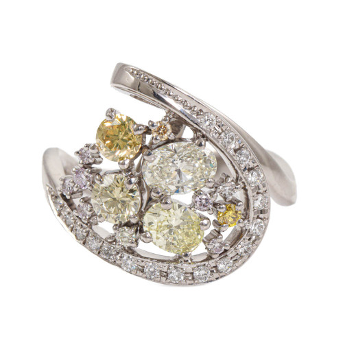 1.48ct Yellow, Pink & White Diamond Ring