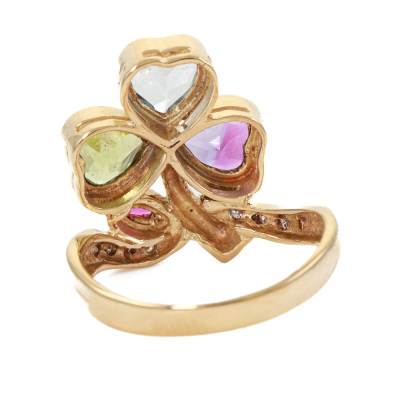 Ruby, Amethyst, Topaz, Peridot & Diamond Ring - 4