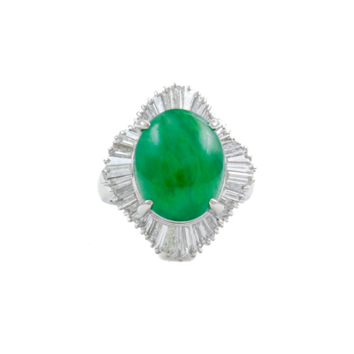 6.71ct Jade and Diamond Ring