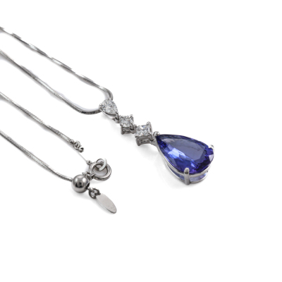 3.88ct Tanzanite and Diamond Pendant - 6