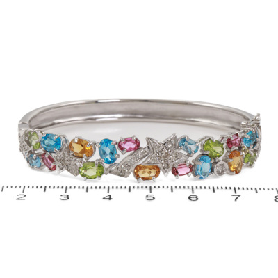 12.00ct Mixed Gemstone & Diamond Bangle - 2