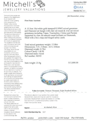 12.00ct Mixed Gemstone & Diamond Bangle - 4