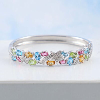 12.00ct Mixed Gemstone & Diamond Bangle - 6