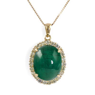 14.00ct Emerald & 1.19ct Diamond Pendant