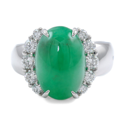 6.20ct Jade and Diamond Ring