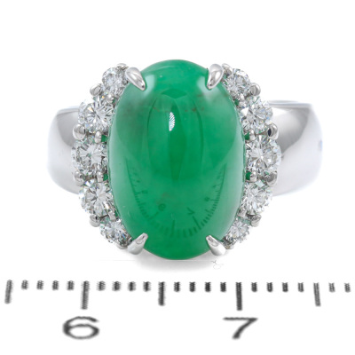 6.20ct Jade and Diamond Ring - 2